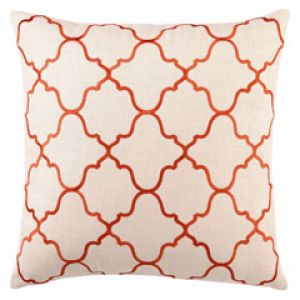 apartment decor - DL Rhein Moroccan Tile Orange Embroidered Linen Pillow coral tangerine.jpg